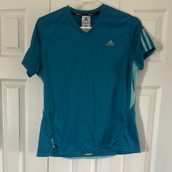 Adidas Teal V-Neck Sports Tee - Picture 1 of 3